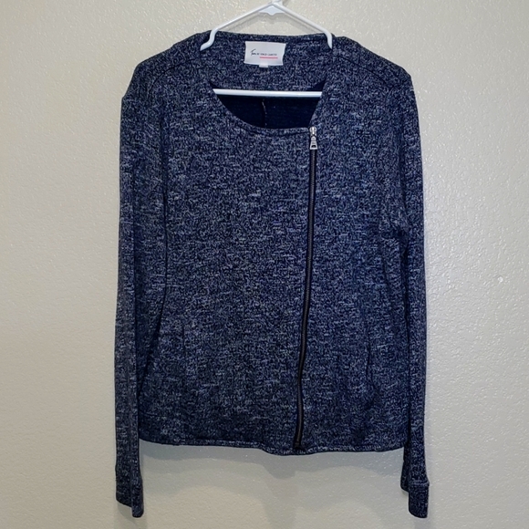 Two by Vince Camuto Blue Moto Cardigan Blazer Career Work Sweater Large - Picture 1 of 5